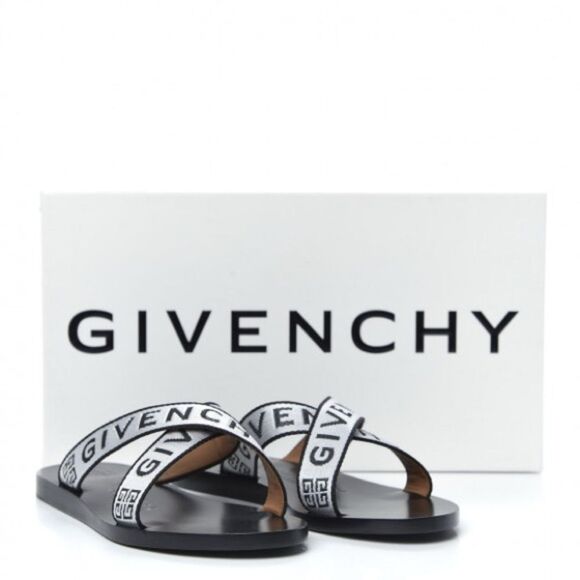 Givenchy Crisscross Grosgrain Leather Logo Flat Sandals 39 - Picture 1 of 8
